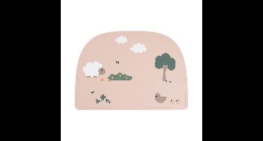 Done by Deer - Silicone placemat Tiny farm - Powder - 38 x 26,5 cm