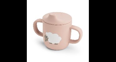 Done by Deer - Silicone spout cup with 2 handles - Tiny farm Powder -Ø6,5 x H 9 cm