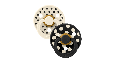 BIBS - Pacifier Studio Colour 2 PACK Polka Latex - Ivory/Black - Size 1