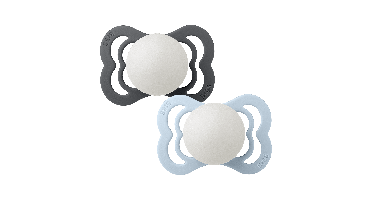 BIBS - Pacifier Supreme 2 PACK Silicone - Iron Glow/Baby Blue Glow - Size 1
