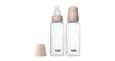 BIBS - Baby Bottle Round Silicone 2 Pack Medium Flow - Blush - 270 ml