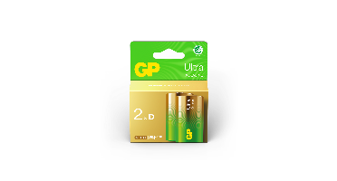 GP - Ultra Alkaline Battery, Size D, 13AU/LR20, 1.5V (2-pack)