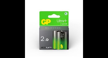GP - Ultra Plus Alkaline D-batteri, 13A/LR20, 2-pack