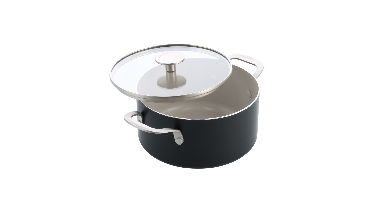 KitchenAid - Coloured Aluminum Casserole with Lid - Matte Black - 20 cm
