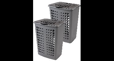 Curver victor wasbox 60 liter zilver/antraciet 2 stuks