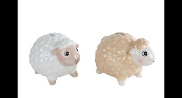 Spaarpot Sheep wit/beige a2 aardew 12x10x9cm