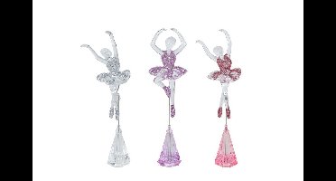 Sculptuur Ballerina zilver/lila/roze a6 acryl