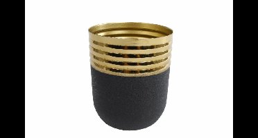 Bloempot "Luuk" S goud/zwart metaal p10,5 9x9x10cm