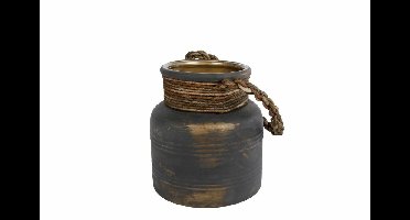 Vaas "Ralf" w/leathercord S bruin glas 14x14x15,5cm
