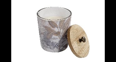 Kaars tropisch glas/houten deksel