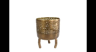 Theelichth Luca S goud metaal 6x6x8cm