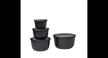 Set van 4 Mepal multikommen rond Cirqula nordic black 500 ml + 1000 ml + 2000 ml + 3000 ml
