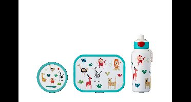 3-delige Mepal lunchset campus animal friends lunchbox + fruitbox + drinkfles pop-up