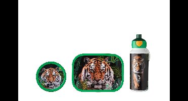 3-delige Mepal lunchset campus wild tiger lunchbox + fruitbox + drinkfles pop-up