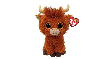 Ty Beanie Boo Alfie Highland Cow bruin 15cm