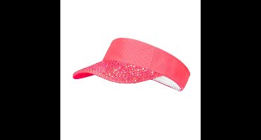 Zonneklep neon roze met steentjes