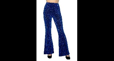 Party glitter broek blauw flared