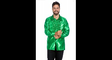 Ruche blouse satijn groen