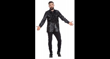 Ruche blouse satijn zwart