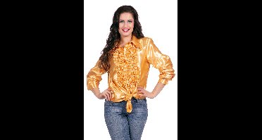 Ruchesblouse satijn goud