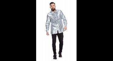 Ruche blouse satijn zilver