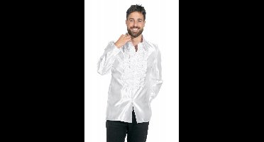 Ruche blouse satijn Wit