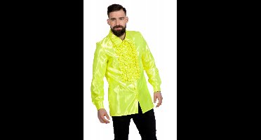 Ruchesblouse satijn Neon geel