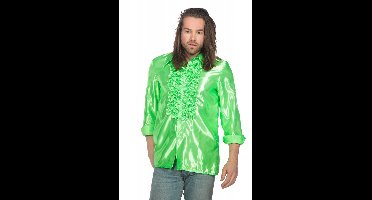 Ruchesblouse satijn Neon groen