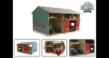 Kids Globe Farming Kids Globe werkplaats met berging en rode deuren 1:32 41x54x32cm