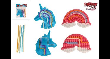 Fingerprint Maze Unicorn/rainbow met 12 sticks 4ass 18,5cm