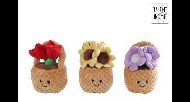Take Me Home plant pluche bloemenmand 3ass kleur 18 cm