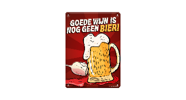 Tekstbord metaal Goede wijn
