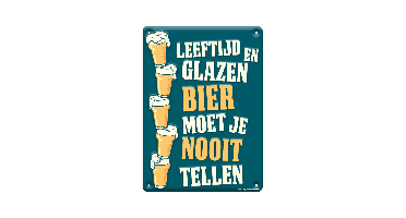 Tekstbord metaal Leeftijd en glazen bier