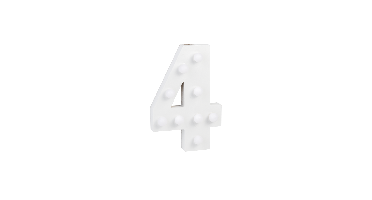 Cijfer 4 met licht hoogte 17 cm breedte 11,5 cm