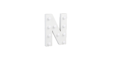 Letter N met licht hoogte 17 cm breedte 11,5 cm