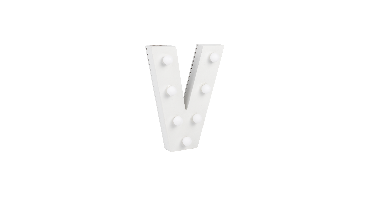 Letter V met licht hoogte 17 cm breedte 13,5 cm