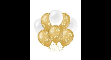 Ballon goud wit 50 jaar 8 stuks