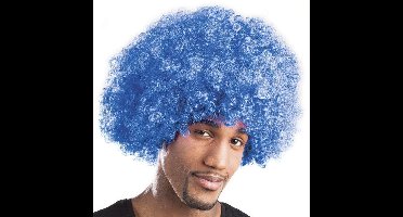 Afro pruik blauw