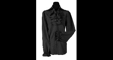 Blouse dame met jabot luxe zwart