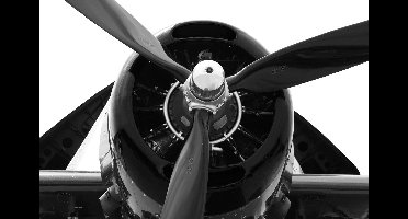 Glasschilderij propeller vliegtuig