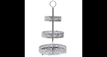 Home Deco Factory Etagere 3 laags - zilver - metaal - 25 x 46 cm