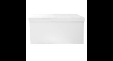 Home Deco Poef - Essence - MDF/polyester - wit - 76 x 38 cm