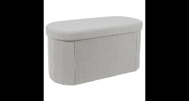 Home Deco - Poef - opbergbox - ovaal - grijs - 76 x 38cm