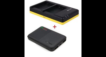 Powerpakket Deluxe: DMW-BLC12 duo oplader + 5000mAh Powerbank voor 2 Panasonic accu's DMW-BLC12