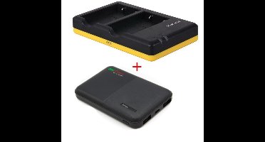 Powerpakket Deluxe: EN-EL5 duo oplader + 5000mAh Powerbank voor 2 Nikon accu's EN-EL5