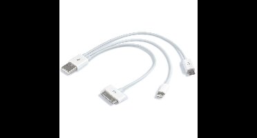 3 in 1 USB Kabel - USB naar Apple 30pins, Apple Lightning en microUSB