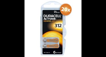 Voordeelpak Duracell gehoorapparaat batterijen - Type 312 (bruin) - 20 x 6 stuks