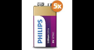 Voordeelpak 5 stuks Philips 9V Lithium batterijen