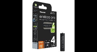 4 x AAA Panasonic Eneloop Pro batterijen - 930mAh