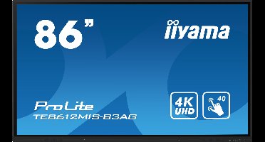 iiyama TE8612MIS-B3AG beeldkrant Kiosk-ontwerp 2,18 m (86") LCD Wifi 400 cd/m² 4K Ultra HD Zwart Touchscreen Type processor Android 11 24/7